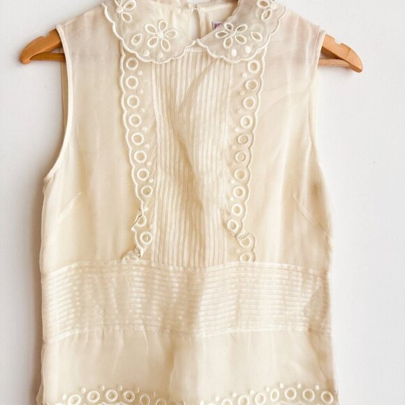 Valentino White Organza Eyelet Detail Sheer Sheath Dress S - Picture 2 of 7